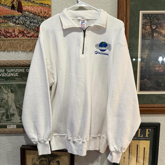 Vintage 80s RARE Qualcomm California Communications Tech Sweatshirt Size‎ Large